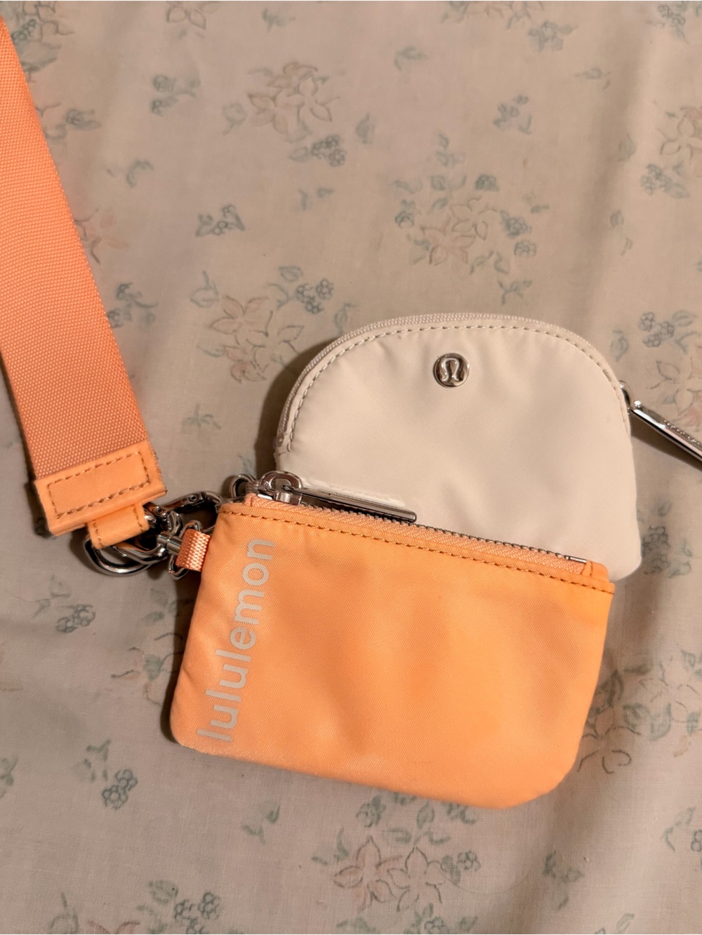 lululemon athletica Peach and Cream Double Zip Wristlet